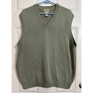 Vintage LL Bean Sage Green Cotton Knit Sweater Vest L Classic Preppy Layering